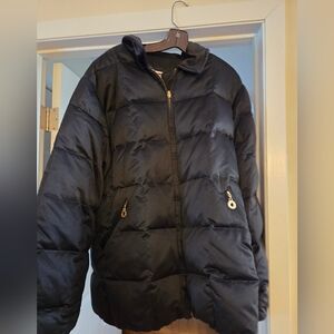 Jones New York Black Down Puffer Jacket with Gold Accents XL Worn Twice